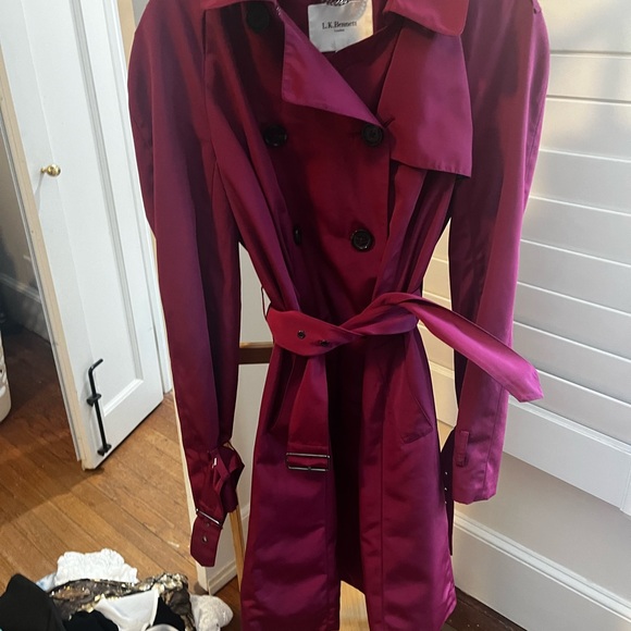 Lk Bennett lightweight raspberry trench double breasted size 4 - Picture 5 of 8